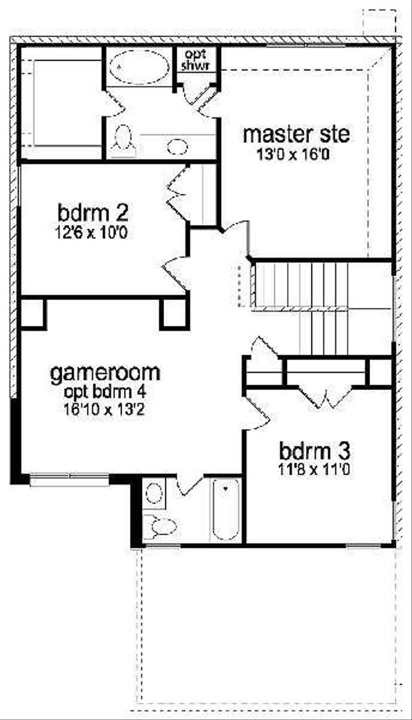 Traditional Floor Plan - Upper Floor Plan #84-268