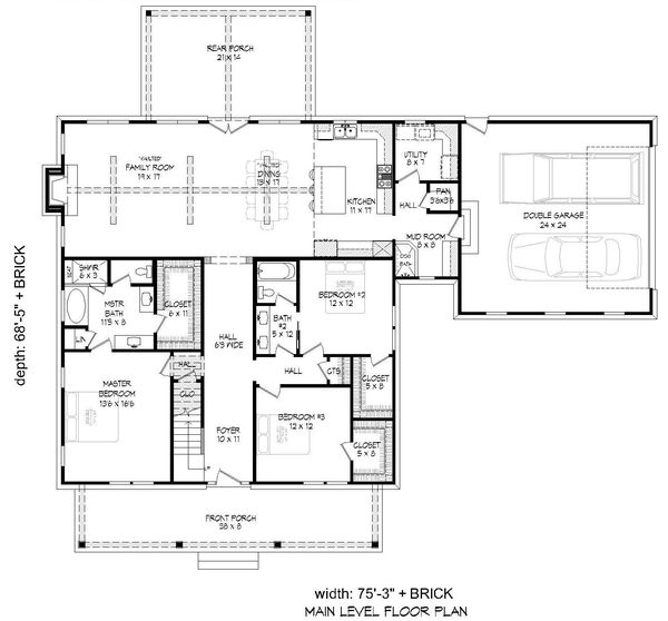 Country Floor Plan - Main Floor Plan #932-276