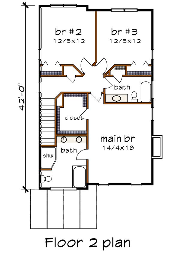 Contemporary Floor Plan - Upper Floor Plan #79-316