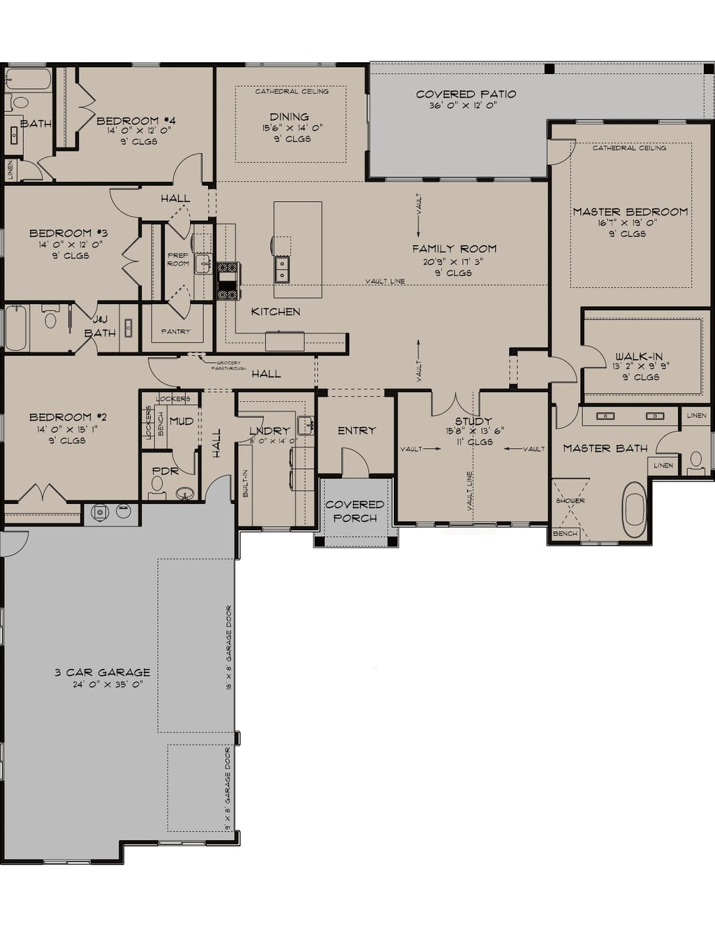 Floor Plan - Main Floor for Craftsman House Plan #1111-46 - 4 bed, 3.5 bath