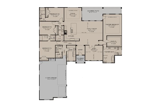 Floor Plan - Main Floor for Craftsman House Plan #1111-46 - 4 bed, 3.5 bath