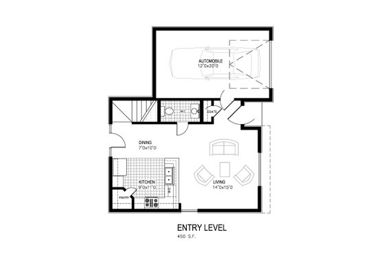 Floor Plan - Main Floor for Contemporary House Plan #512-4 - 3 bed, 3 bath