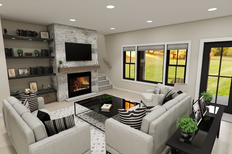 Home Plan - Interior - Family Room for Farmhouse House Plan #51-1380 - 3 bed, 3.5 bath
