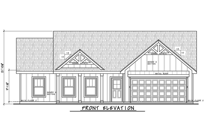 Dream House Plan - Exterior - Front Elevation 3 for Farmhouse House Plan #20-2655 - 3 bed, 2 bath