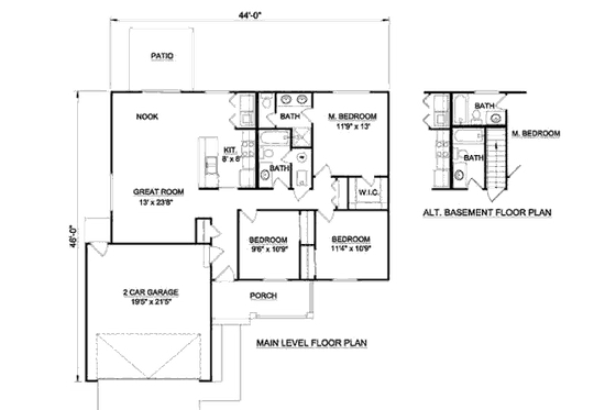 Floor Plan - Main Floor for Ranch House Plan #116-236 - 3 bed, 2 bath