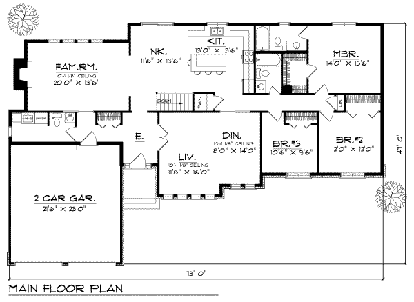 Home Plan - Traditional Floor Plan - Main Floor Plan #70-288