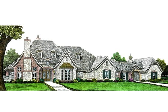 Exterior - Front Elevation 3 for European House Plan #310-666 - 4 bed, 3.5 bath