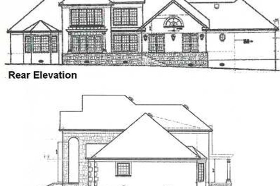Exterior - Rear Elevation for European House Plan #15-227 - 4 bed, 4 bath