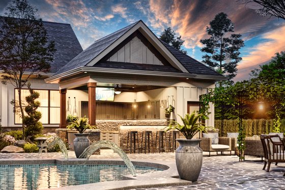 Exterior - Front Elevation 4 for Modern House Plan #54-577, 0 bath