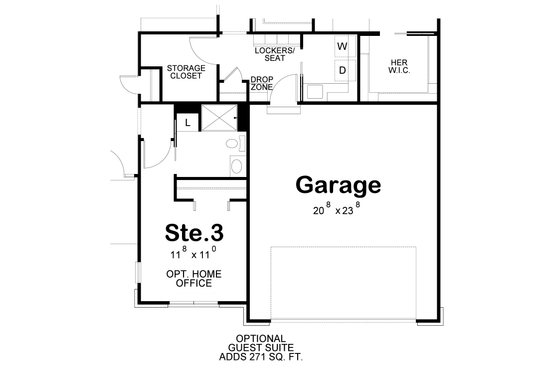 Floor Plan - Other Floor for Traditional House Plan #20-2089 - 2 bed, 2 bath