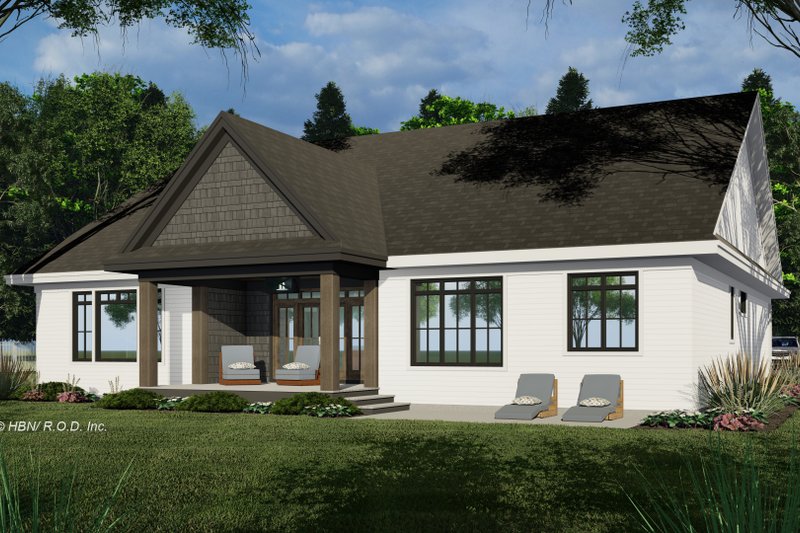 House Blueprint - Exterior - Rear Elevation 2 for Ranch House Plan #51-1326 - 3 bed, 2.5 bath