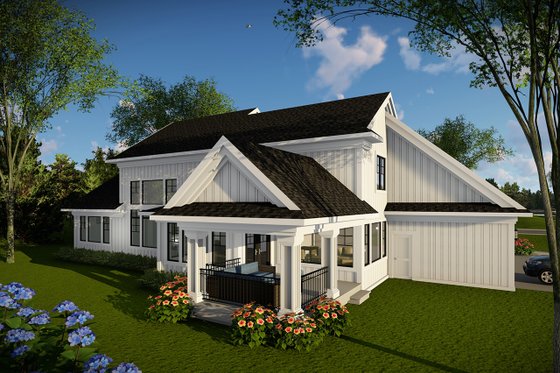 Exterior - Rear Elevation for Farmhouse House Plan #70-1469 - 4 bed, 4 bath