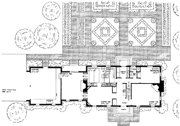 House Plan Design - Colonial Floor Plan - Main Floor Plan #72-297