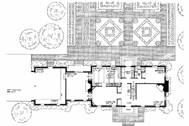 Home Plan - Floor Plan - Main Floor for Colonial House Plan #72-297 - 3 bed, 3 bath