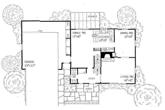 Floor Plan - Main Floor for Colonial House Plan #72-211 - 4 bed, 2.5 bath