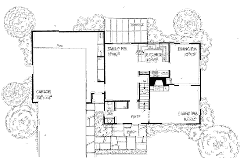 House Blueprint - Floor Plan - Main Floor for Colonial House Plan #72-211 - 4 bed, 2.5 bath