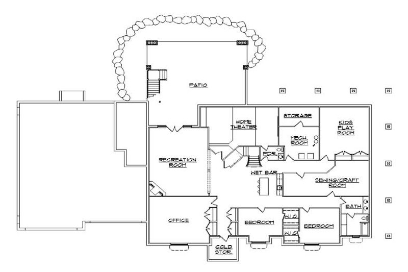 Dream House Plan - Floor Plan - Lower Floor for European House Plan #5-348 - 4 bed, 4.5 bath