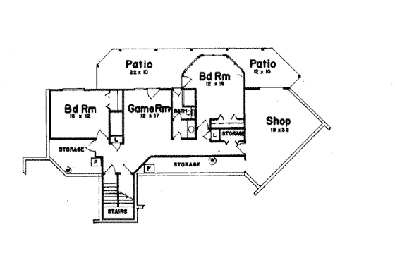 Floor Plan - Lower Floor for Mediterranean House Plan #52-115 - 4 bed, 3 bath