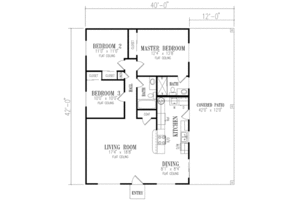 Floor Plan - Main Floor for Adobe / Southwestern House Plan #1-189 - 3 bed, 2 bath