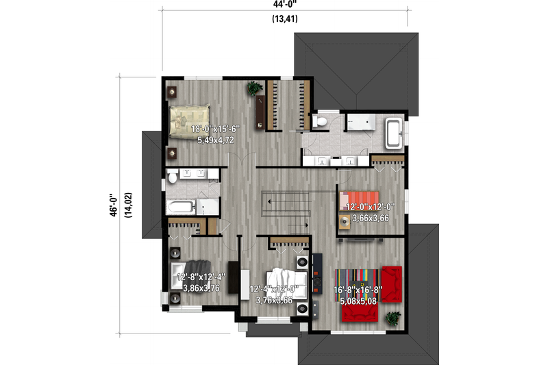 House Design - Floor Plan - Upper Floor for Contemporary House Plan #25-4904 - 3 bed, 2.5 bath
