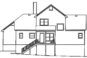 Exterior - Rear Elevation for Traditional House Plan #41-169 - 3 bed, 2.5 bath