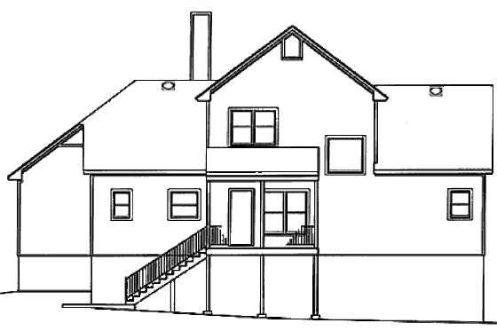 Exterior - Rear Elevation for Traditional House Plan #41-169 - 3 bed, 2.5 bath