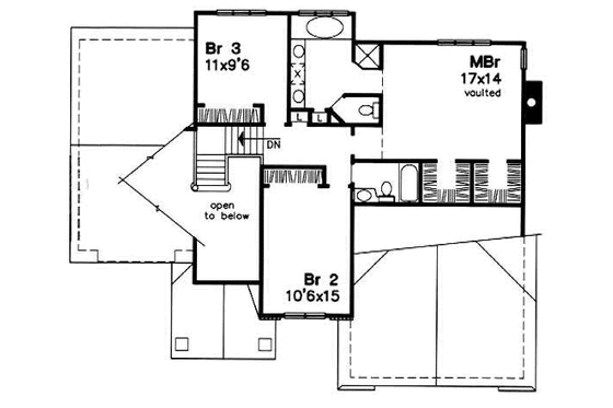 Floor Plan - Upper Floor for Traditional House Plan #50-191 - 3 bed, 2.5 bath