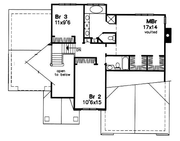 Traditional Floor Plan - Upper Floor Plan #50-191