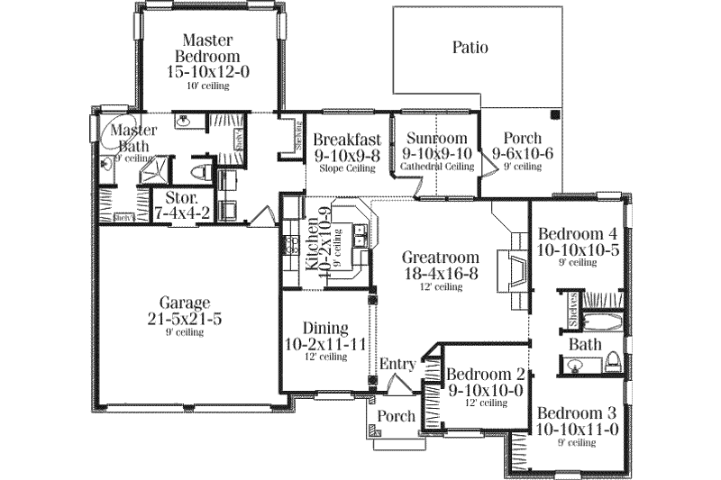 Home Plan - Floor Plan - Main Floor for Traditional House Plan #406-120 - 4 bed, 2 bath