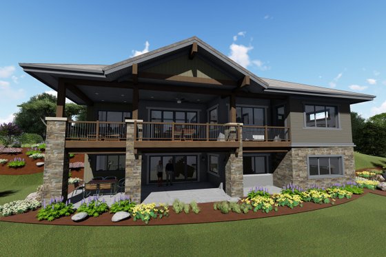 Exterior - Rear Elevation for Ranch House Plan #1069-7 - 3 bed, 2.5 bath