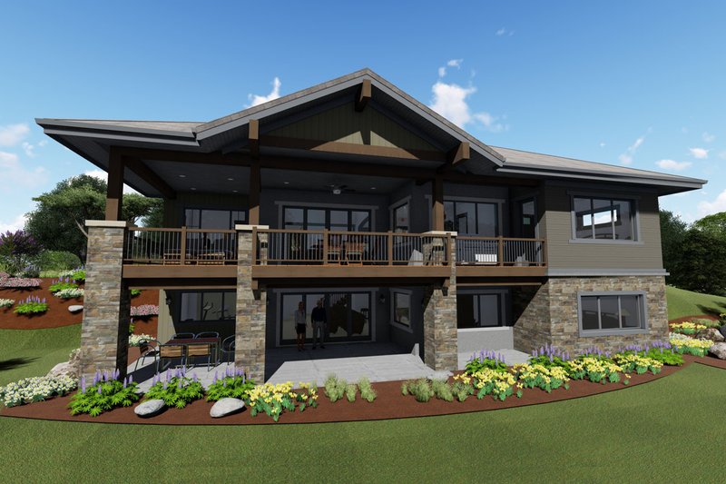 Architectural House Design - Exterior - Rear Elevation for Ranch House Plan #1069-7 - 3 bed, 2.5 bath