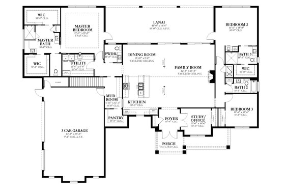 Floor Plan - Main Floor for Craftsman House Plan #1058-221 - 3 bed, 3.5 bath