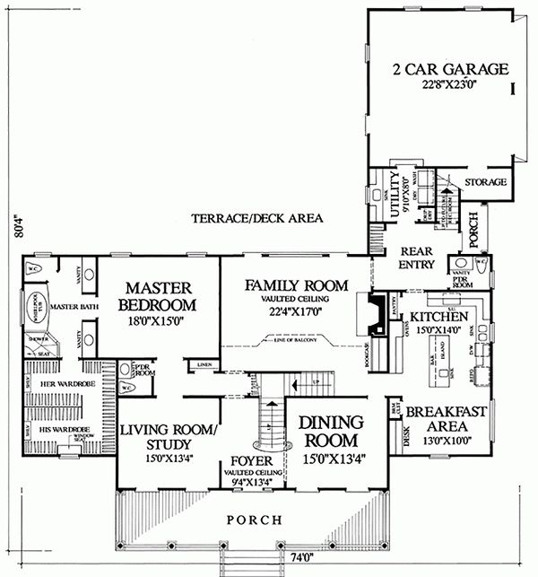Architectural House Design - Country Floor Plan - Main Floor Plan #137-143