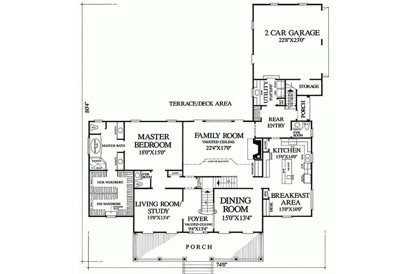 Dream House Plan - Floor Plan - Main Floor for Country House Plan #137-143 - 3 bed, 3 bath