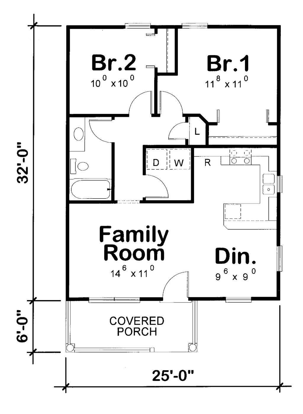 Cabin Style House Plan - 2 Beds 1 Baths 800 Sq/Ft Plan #20-2365 -  Houseplans.Com
