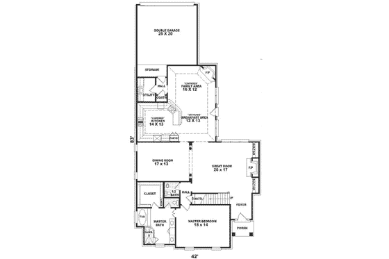 Floor Plan - Main Floor for Colonial House Plan #81-318 - 3 bed, 2.5 bath