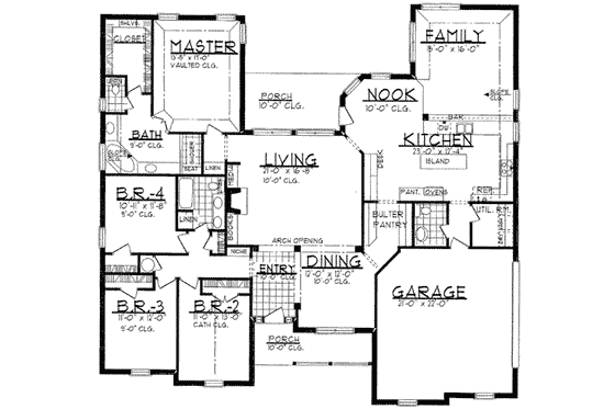 Floor Plan - Main Floor for European House Plan #62-139 - 4 bed, 2.5 bath