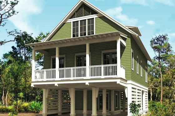 Exterior - Front Elevation for Beach House Plan #443-12 - 3 bed, 2.5 bath
