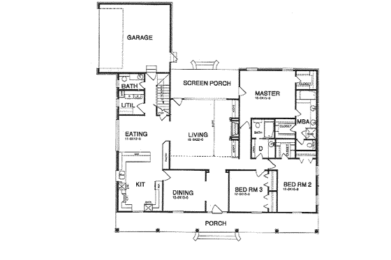 Floor Plan - Main Floor for European House Plan #15-130 - 3 bed, 2.5 bath
