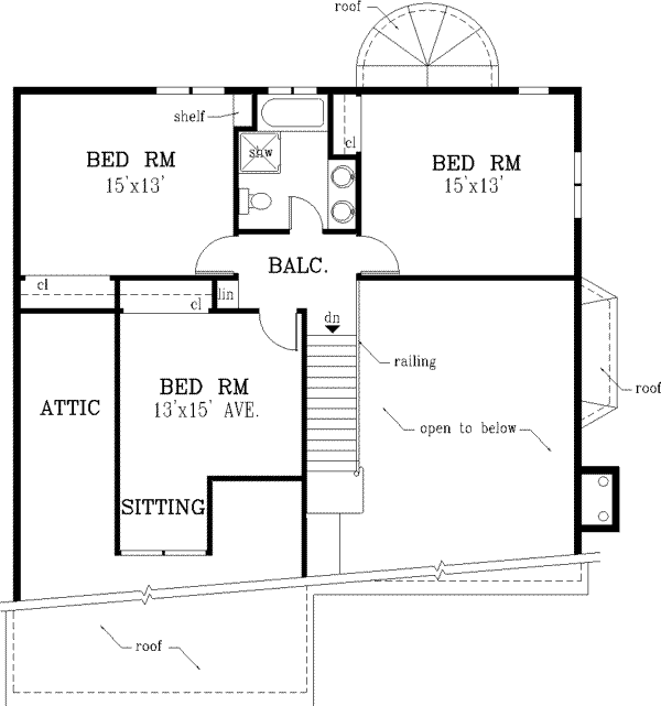 House Design - Cottage Floor Plan - Upper Floor Plan #3-161