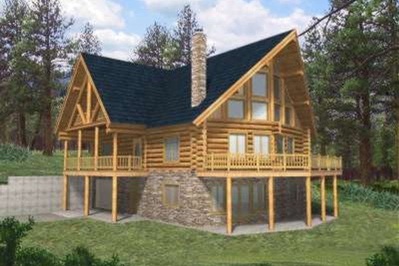 Dream House Plan - Log Exterior - Front Elevation Plan #117-398