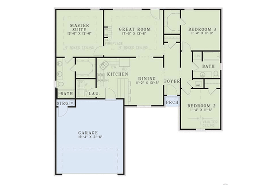 Floor Plan - Main Floor for Traditional House Plan #17-104 - 3 bed, 2 bath