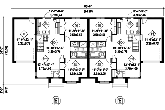 Floor Plan - Main Floor for Contemporary House Plan #25-4521 - 4 bed, 2 bath