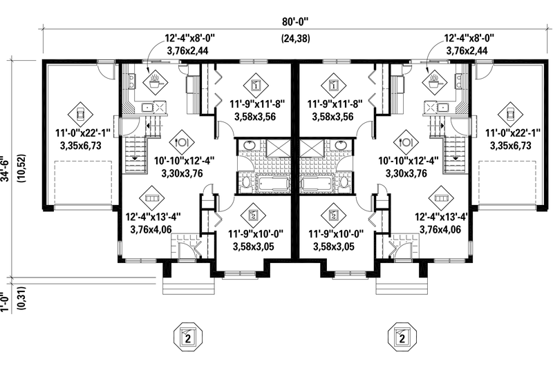 Architectural House Design - Floor Plan - Main Floor for Contemporary House Plan #25-4521 - 4 bed, 2 bath