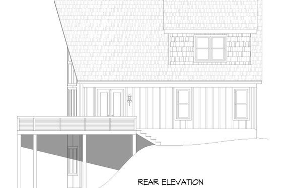 Exterior - Rear Elevation for Country House Plan #932-1131 - 2 bed, 2.5 bath