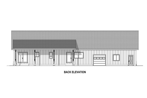 Exterior - Rear Elevation 3 for Barndominium House Plan #1084-6 - 3 bed, 2.5 bath