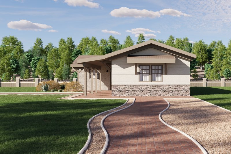 House Blueprint - Exterior - Front Elevation 5 for Ranch House Plan #1106-109 - 3 bed, 1 bath