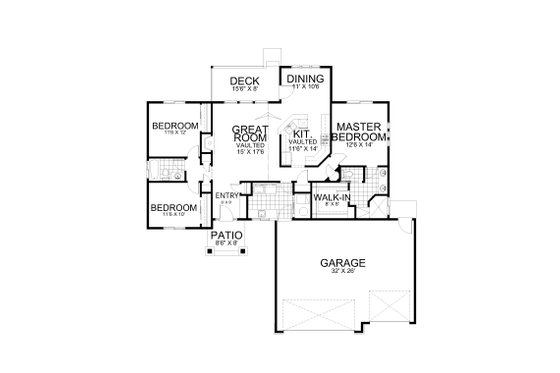 Floor Plan - Main Floor for Craftsman House Plan #112-190 - 3 bed, 2 bath