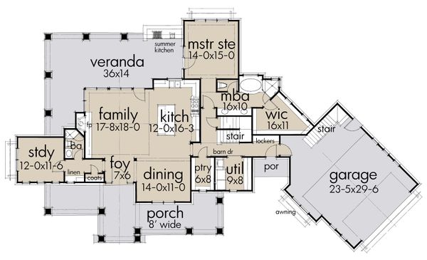 Architectural House Design - Farmhouse Floor Plan - Main Floor Plan #120-251