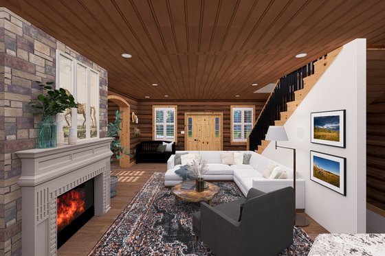Interior - Family Room for Log House Plan #1060-306 - 4 bed, 4 bath
